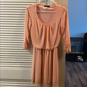 Peach dress with cut out sleeves